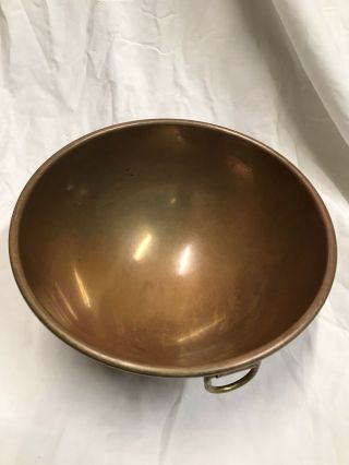 Antique Vintage Solid Copper Rolled Rim Mixing Bowl Made In England