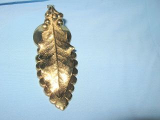 Vintage 1950 Virginia Metalcrafters Brass Holly Leaf Paper Clip Paperweight
