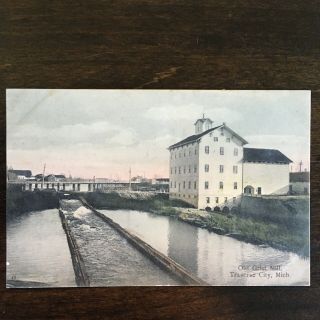 Vintage Postcard Old Grist Mill Traverse City Mi Industrial Factory D25