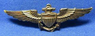 Wwii 1/20 10k Gold Filled Navy Usmc Aviator Pilot 2 Inch Wings Badge By Balfour