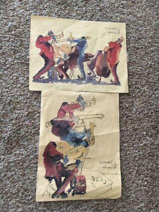 Leo Meiersdorff Orleans Watercolor 1976 Jazz Players