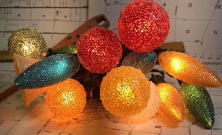 String Of 16 Vintage Sugared Christmas Light Bulbs