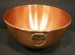 Vtg Odi Copper Mixing Bowl W/brass Ring Handle Copper Rolled Lip 8.  125 " Diameter