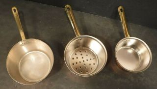 Vintage Crowning Touch Copper Measuring Cups & Strainer Brass Handles 8 & 4 oz 3