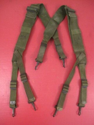 Post - Wwii Us Army Od Green M1944 Combat Field Pack Suspenders - 1950 