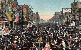 Mardi Gras Pageant,  Canal Street,  Orleans,  Early Postcard,  In 1907