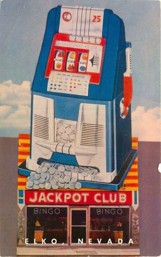 Largest Slot Machine,  Jackpot Club,  Elko,  Nevada,  Vintage Postcard