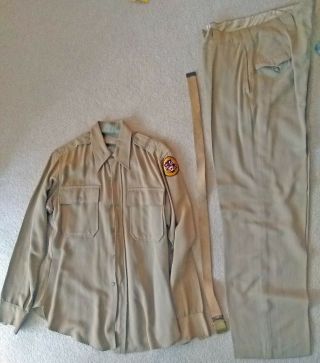 Vintage Wwii Us Army Khaki Uniform: Shirt,  Pants,  Belt