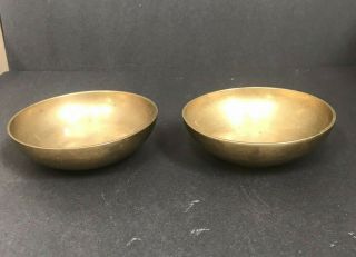 Two Brass Bowls Korea 5 " Wide Candy Nut Dish Catch All Heavy Solid Metal
