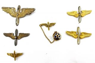 Us Army Air Corps Wwii Wings Insignia Some Sterling Some Gold - Filled