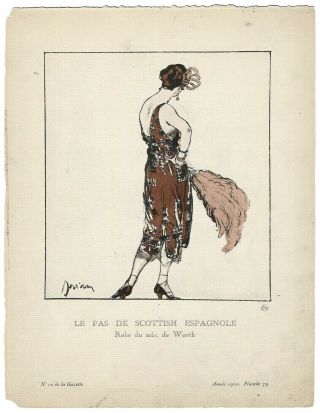 Vintage 1920 French Art Deco Pochoir Gazette Du Bon Ton Flapper Fashion By Worth