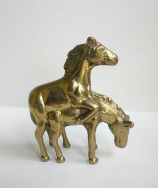 4 " Solid Brass Mating Horses Sculpture