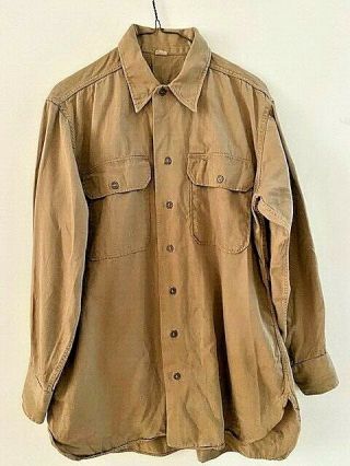 Ww2 Us Army Khaki Tan Uniform Dress Shirt Sz 15 1/2 X 33.  40s.  Vintage