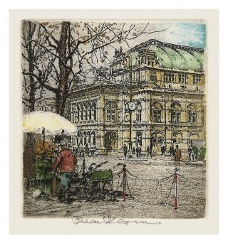 Signed Etching By Austrian Artist Robert Kasimir - Opera House