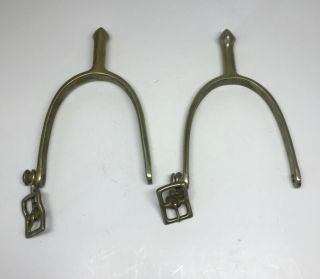 Pair Vintage Brass Horse Spurs With Buckles U.  S.  A.  B.
