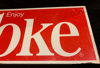 Vintage 1970 ' s Enjoy Coke Coca - Cola Soda Heavy Metal Store Display Sign 2