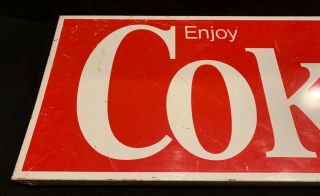 Vintage 1970 ' s Enjoy Coke Coca - Cola Soda Heavy Metal Store Display Sign 3
