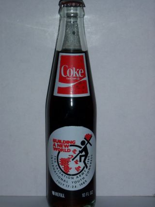 10 Oz Coca Cola Commemorative Bottle - 1985 Salvation Army Youth Congress