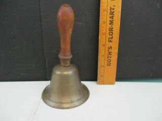 Vintage Brass School Bell W/ Wood Handle