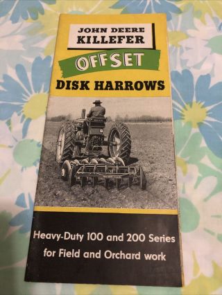 1949 John Deere Killefer Offset Disk Harrows Ag Sales Brochure