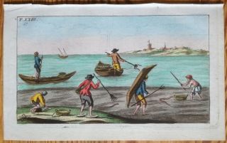 Wilhelm Handcolored Print Natural History Fish Eel Fishing - 1799