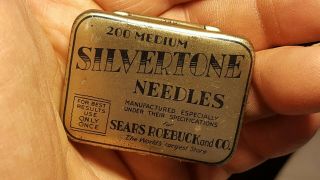 Antique Silvertone 200 Medium Phonograph Needles Advertising Tin Sears Roebuck