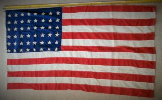 Vgt.  Us American Flag Military Wwii 48 Stars 32”x57 " Sewn Stripes Printed Stars