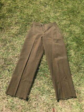 1945 Wwii Us Army Trousers Field Wool Serge Uniform Pants Vintage Military 29x29
