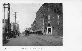 Ny 1900’s Trolley On Main Street In Rochelle,  York - Westchester County