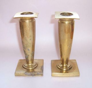 Antique Pair 1904 Brass Candle Sticks Holders - William Tonks & Sons 5 " High