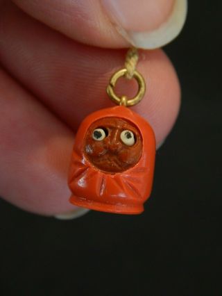 Antique 3d Celluloid Japanese Kobe Charm Pop Out Eyes Red Daruma 100 Yrs Old