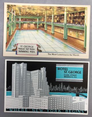 C 1920 Swimming Pool Salt Water Hotel St George Brooklyn Ny Postcard Art Deco