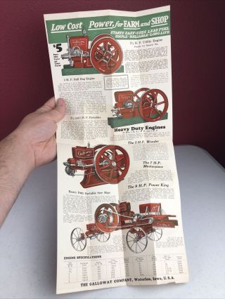 Vintage Galloway Co.  Hit & Miss Engine Brochure Pamphlet