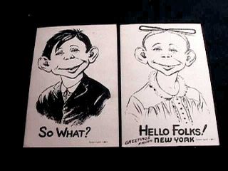 2 Alfred E.  Newman 1941 Postcards So What? & Hello Folks