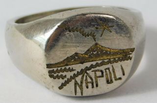 Wwii Italy Naples Napoli Trench Art Sweetheart Nickel Silver Brass Men 