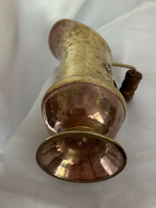 Vintage Copper And Brass Pitcher With Wood Handle 5” Made In India 3