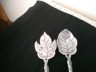 Vintage Arthur Court Metal Grape Leaf Leaves Serving Fork and Spoon 2