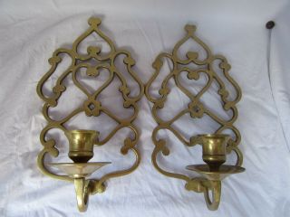 2 Vintage Brass Wall Sconces Candle Holders