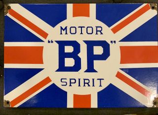 Vintage Style Bp Motor Spirit Porcelain Sign 12x8