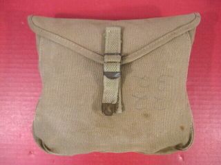 Wwii Era Us Army M1928 Haversack Meat Can Or Mess Kit Pouch - Khaki - Xlnt 1