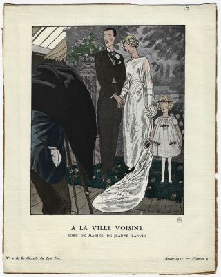 Vintage 1921 French Art Deco Pochoir Gazette Du Bon Ton Lanvin Flapper Fashion