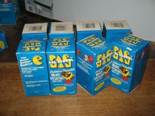Pac Man 1980 (1 Box) Vintage Video Arcade Game Cartoon Vitamin Mib Blue