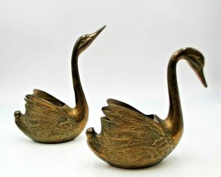 Vintage Brass Swan Planters Set Of 2 Collectible Home Decor
