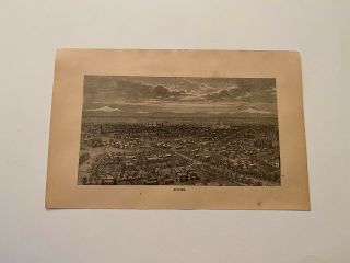 Kp87) View Of Denver Colorado Rocky Mountains Landscape 1889 Engraving