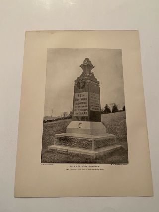 Kp85) 68th York Infantry Monument Battle Of Gettysburg Civil War 1900 Print