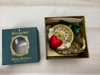 Waterford Holiday Heirloom Christmas Ornament Claddagh Ring W/ Box & Paperwork