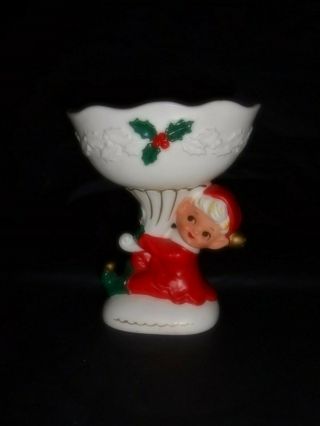 Vintage Napco Pixie Elf Christmas Planter/candy Dish X - 7288