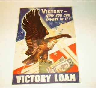 1945 World War Ii Wwii Victory Loan War Bond Poster