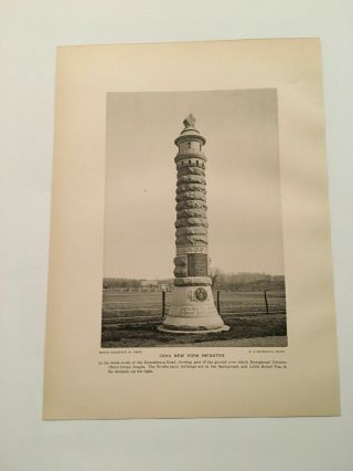Kp46) 120th York Infantry Monument Gettysburg Civil War 1900 Print