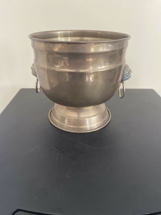 Vintage Interpur Brass Planter Pot and Lion Head Handles 2